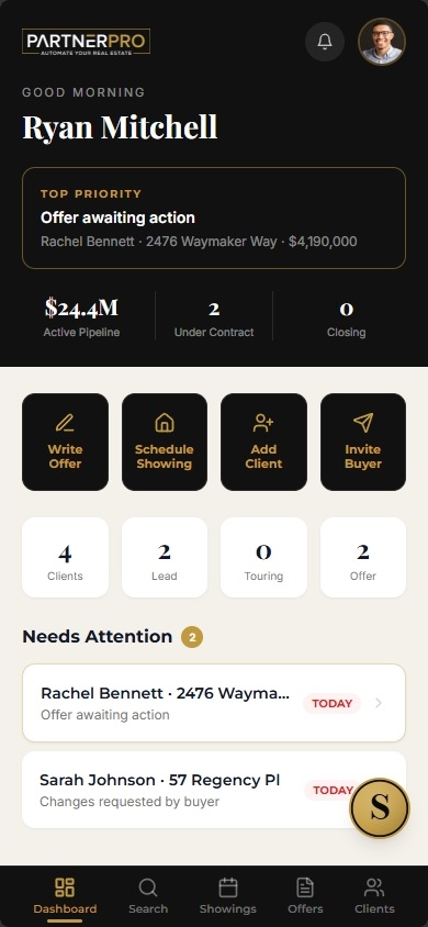 PartnerPro running on an agent's phone