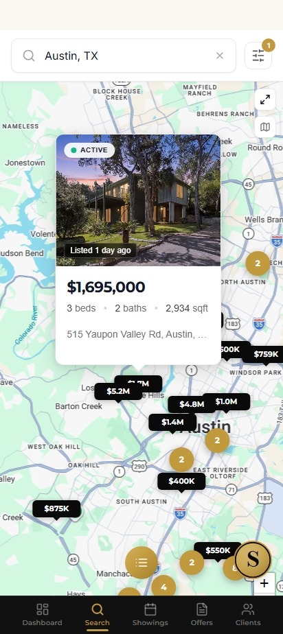 Property Search screen